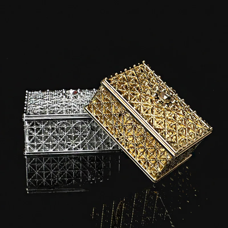 Mini Silver Jewelry Box Set with Flower Design - Smarsty