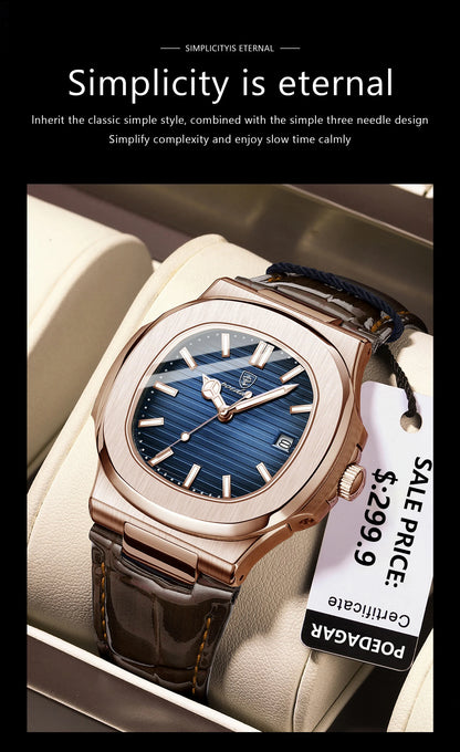 Luxury Waterproof Quartz Square Men Watch with Luminous Feature - Smarsty