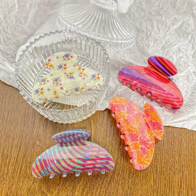 Vintage Floral Hair Claw Clip Elegant Colorful Design - Smarsty
