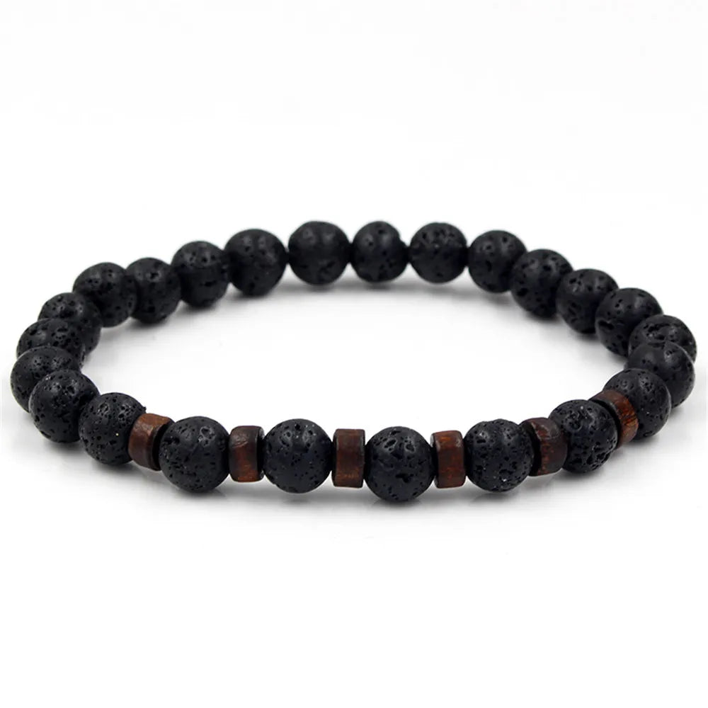 Volcanic Stone Bracelet for Men with Buddha Charm - Smarsty