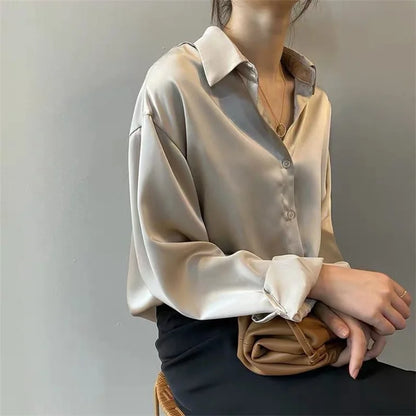 Woman Spring Autumn Style Blouses Shirts Lady Casual Long Sleeve Turn-down Collar Blusas Tops DF4849 - Smarsty