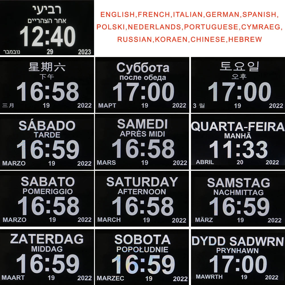 Digital LED Calendar Clock with 12 Alarms and Multi-Language Display - Smarsty