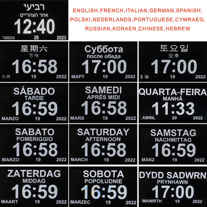Digital LED Calendar Clock with 12 Alarms and Multi-Language Display - Smarsty