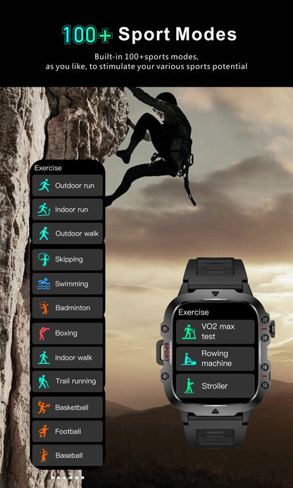 Rugged Military Smart Watch for Men with Bluetooth Calling - Smarsty
