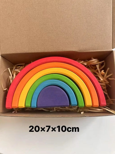 High Quality Wooden Toys Lime Wood Rainbow Arch Stacking Blocks Building Semi Color Sorting Peg Dolls Balls Slat for Kids Play - Smarsty