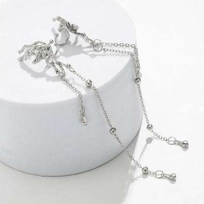 Elegant Butterfly Clip Earrings for Women with Long Tassels - Smarsty