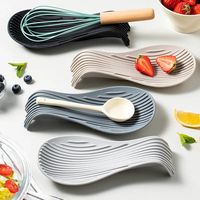 1/4Pcs Silicone Insulated Spoon Holder Heat Resistant Placemat Spoon Holder Cutlery Shelving Kitchen Tools Placemat by Smarsty