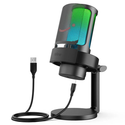 FIFINE USB Microphone with RGB Modes for Streaming - Smarsty
