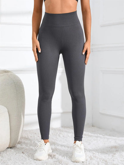 High Waisted Seamless Yoga Leggings, Ribbed Sportswear Tights, Fitness Apparel for Women, Gym and Casual Wear For Fall & Winter - Smarsty