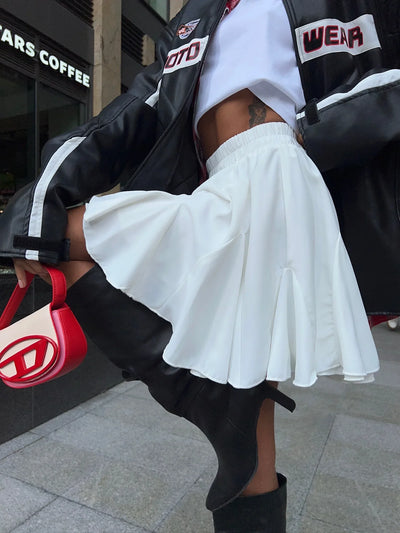 Wolfeel Summer White Mini Skirt High Waist Sexy Cute Ruffle Vintage Tennis Skirt  Elastic Waist Tutu Short Skirts for Women - Smarsty