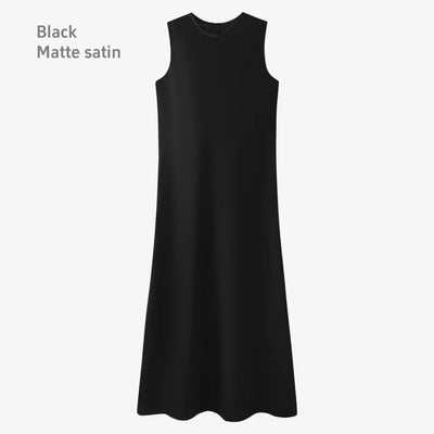 AS 2025 spring summer elegance satin dress + knitted top match set maxi floor length woman clothes - Smarsty