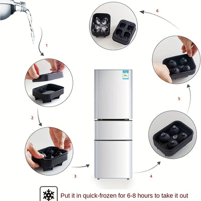 Skull Ice Ball Mold Silicone 3D Flexible Ice Cube Trays BPA Free Ice Trays For Freezer Horror Skull Head Cocktail Ice Ball Maker - Smarsty