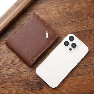 Men's leather short wallet thin wallet foldable minimalist soft leather wallet - Smarsty