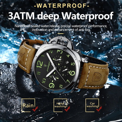Luxury Waterproof Military Watch for Men Luminous Leather - Smarsty