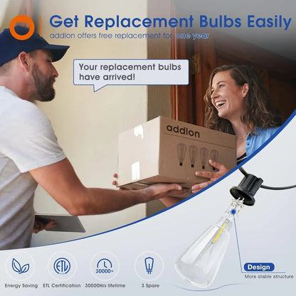 150FT LED Outdoor String Lights Waterproof Patio Lights Shatterproof ST38 Replaceable Bulbs Dimmable Outside Hanging Lights