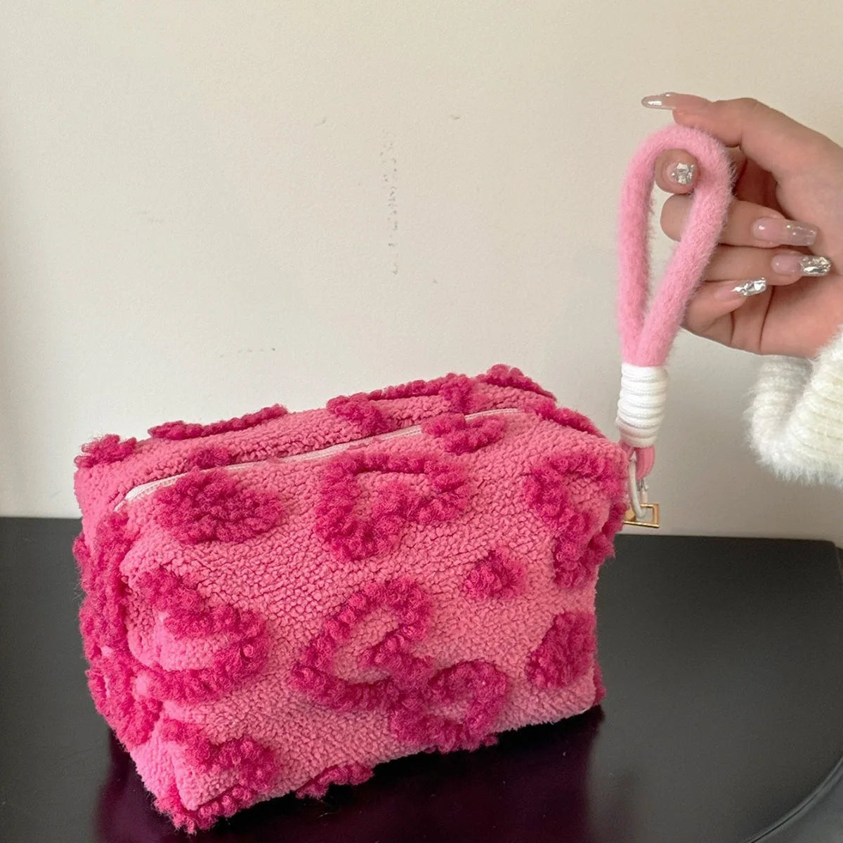 Soft Plush Makeup Bag Portable With Handle Travel Organizer - Smarsty