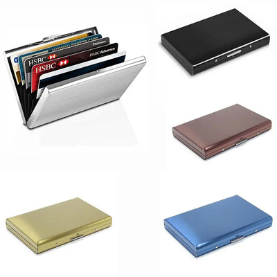 Fashion Durable 6 Card Slots Card Holder Stainless Steel Case Anti-demagnetization Box Portable Organizer Protector - Smarsty