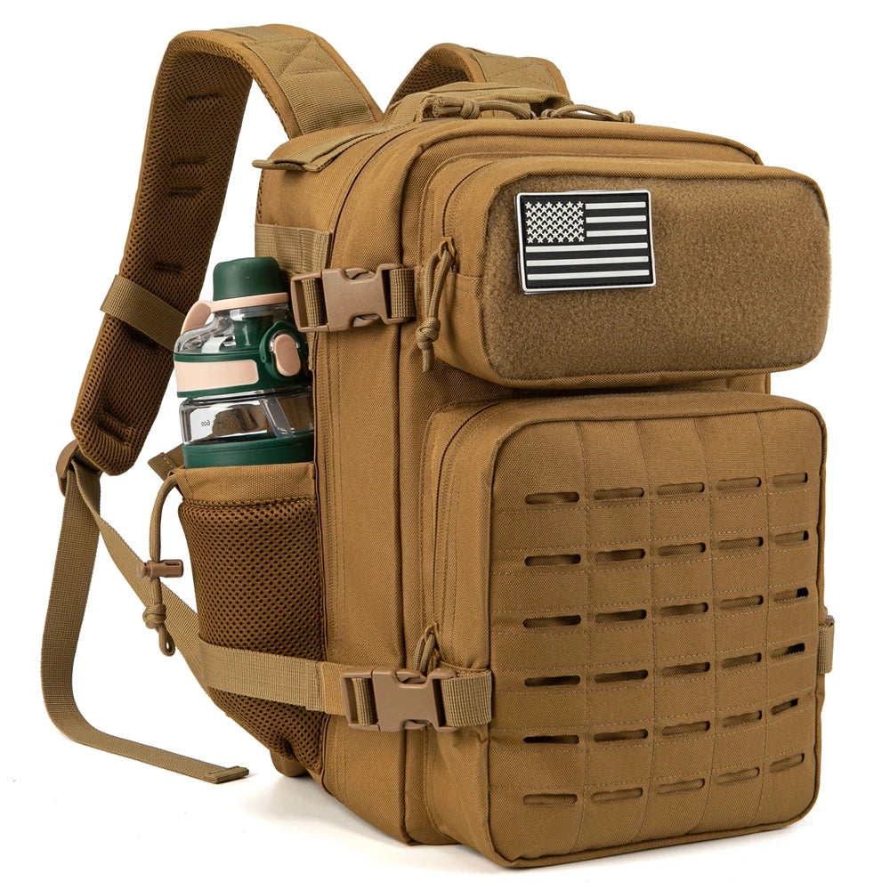 25L Tactical Backpacks for Men survival Laser Cut Molle Daypack Small Bug Out Bag Gym Hking Rucksack with Dual Cup Holders - Smarsty