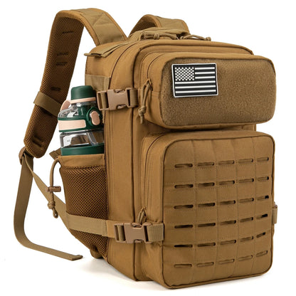 25L Tactical Backpacks for Men survival Laser Cut Molle Daypack Small Bug Out Bag Gym Hking Rucksack with Dual Cup Holders - Smarsty