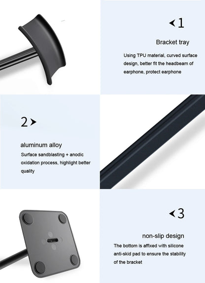 Universal Aluminium Headset Stand with Flexible Design - Smarsty