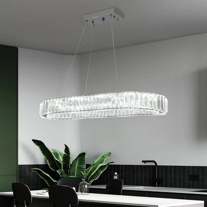 VETRULUS Modern Luxury Crystal Oval Design Led Chandelier Ceiling Lamp Nordic Pendant Hanging Light Fixture Living Bedroom Hotel