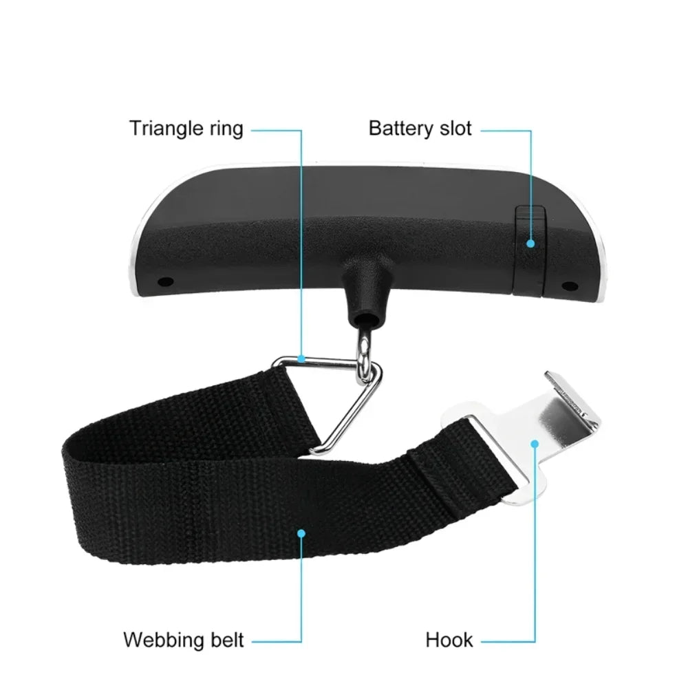 50kg/110lb Portable Digital Luggage Weight Scale LCD Display Pocket Electronic Suitcase Travel Scale Balance Baggage Weight Tool