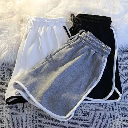 Striped Sports Shorts Women Korean Fashion Casual Mini Shorts Summer Simple Loose Wide Leg Shorts Ladies New - Smarsty