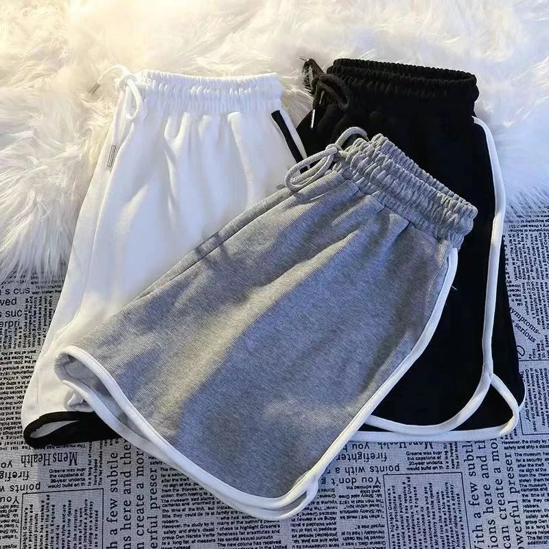 Striped Sports Shorts Women Korean Fashion Casual Mini Shorts Summer Simple Loose Wide Leg Shorts Ladies New - Smarsty