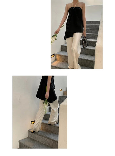 Satin Wide Leg Pants Long Floor Casual Pants Women's Summer - Smarsty