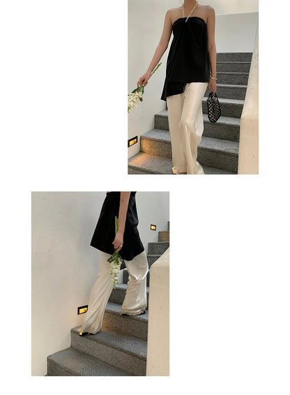 Satin Wide Leg Pants Long Floor Casual Pants Women's Summer - Smarsty