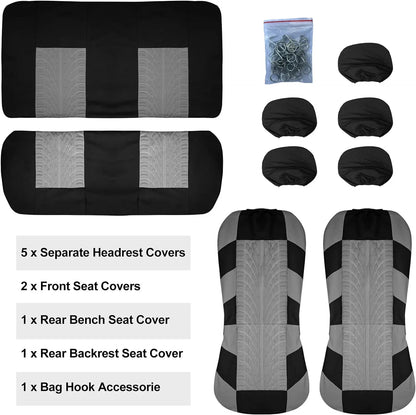 Universal Car Seat Covers Full Set Front And Rear Bench - Smarsty
