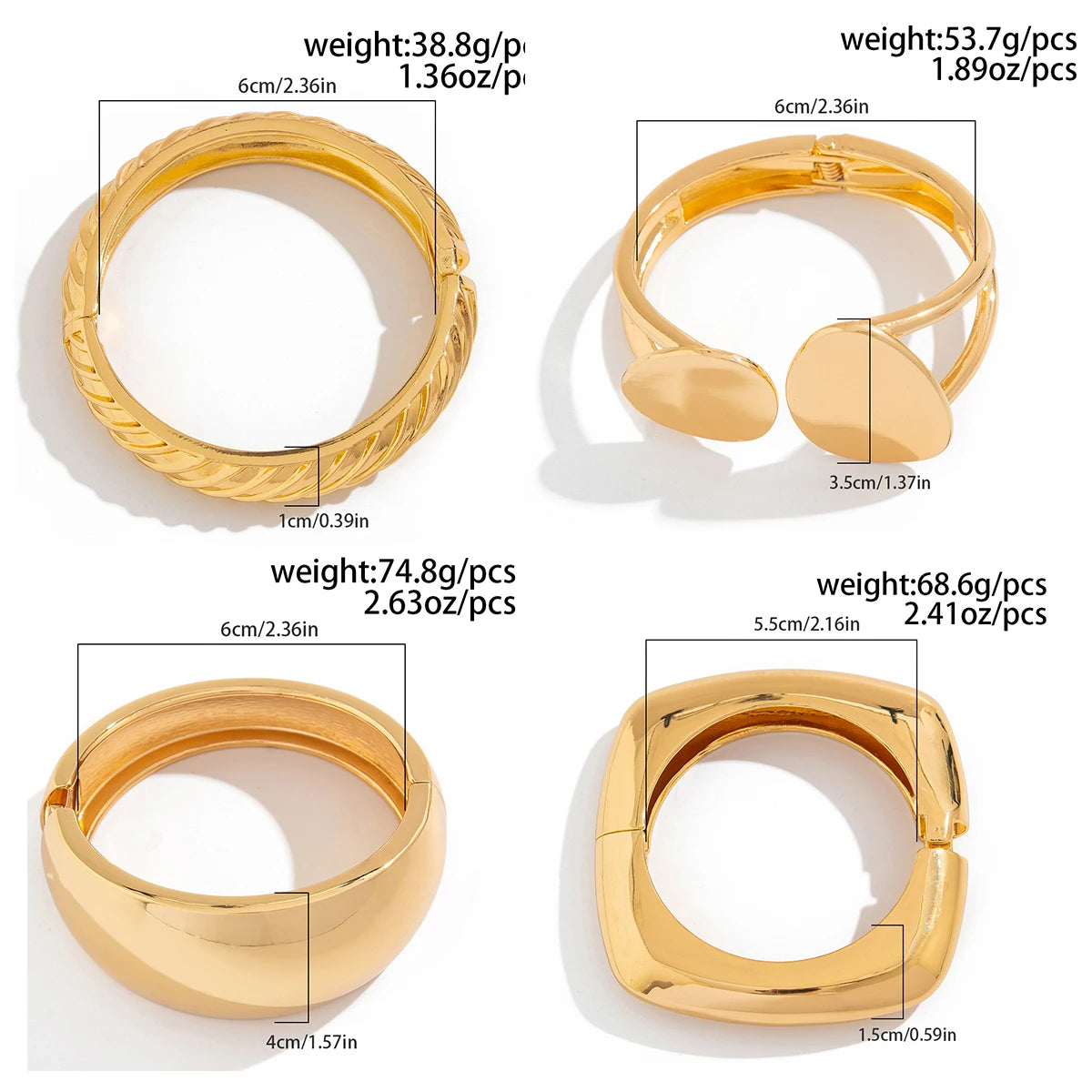 Punk Chunky Metal Cuff Bracelet for Unisex - Smarsty
