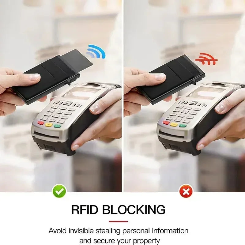Anti Rfid Blocking Protected Magic ID Bank Credit Card Holder Men Thin Slim Minimalist Smart Magic Wallets Metal Cardholer Case