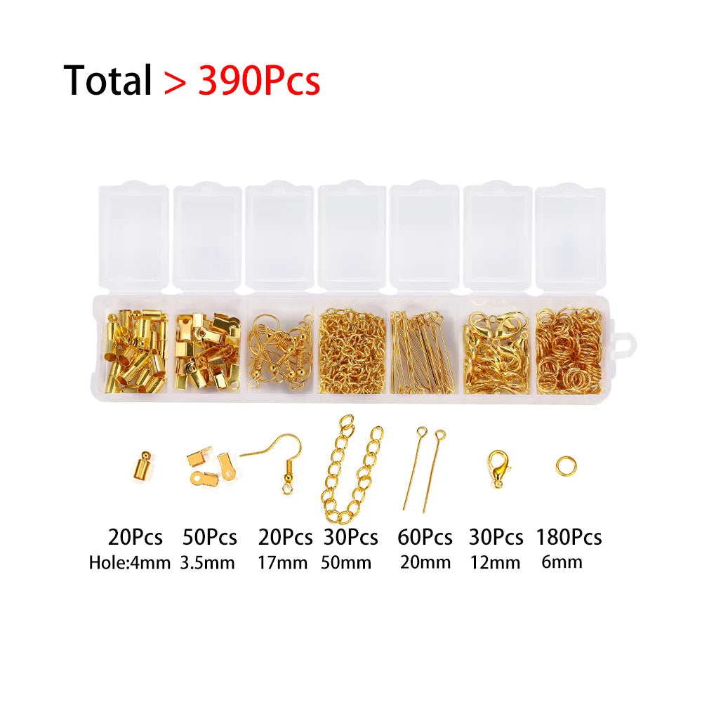 Bulk Jewelry Findings Kit 400Pcs Lobster Clasps Beads - Smarsty