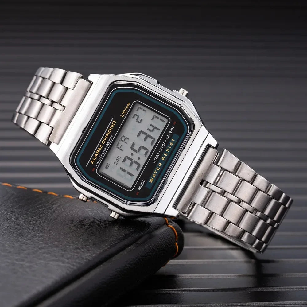 Luxury Stainless Steel Men's Digital Watch with Link Bracelet - Smarsty