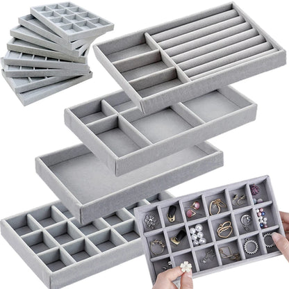 Velvet Jewelry Organizer Tray for Rings and Necklaces - Smarsty