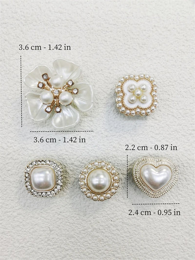 10PCS Shoe Charms ABS Decorations Accessories DIY Ornament Pins For Clog Buckle Lady Garden Shoes Elegant Pearl Floral Design - Smarsty