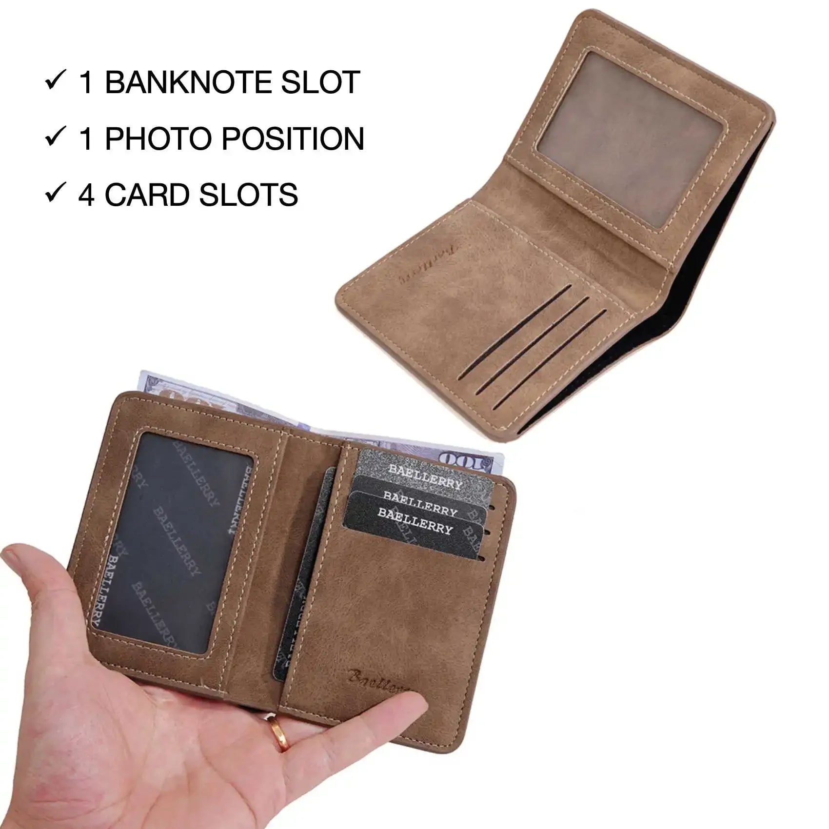 Thin Sanded Leather Multi-Card Driver's License Card Holder Simple Casual New Business Multi-Function Bifold Men's Short Wallet - Smarsty