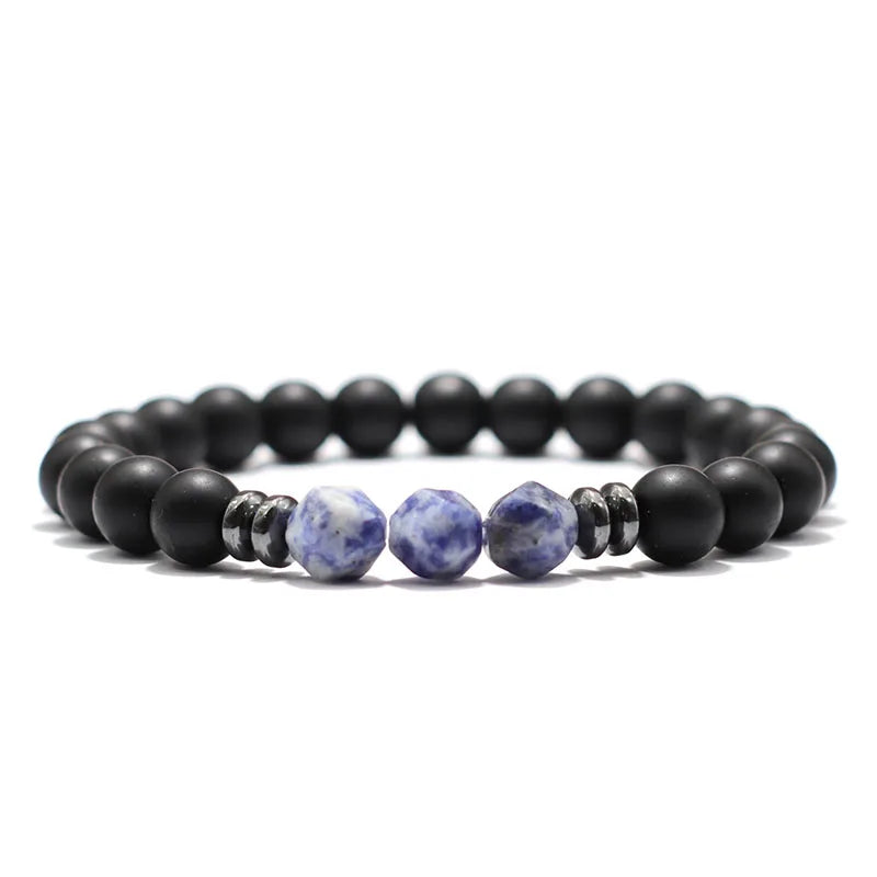 Mens Black Onyx and Tiger Eye Beaded Bracelet - Smarsty