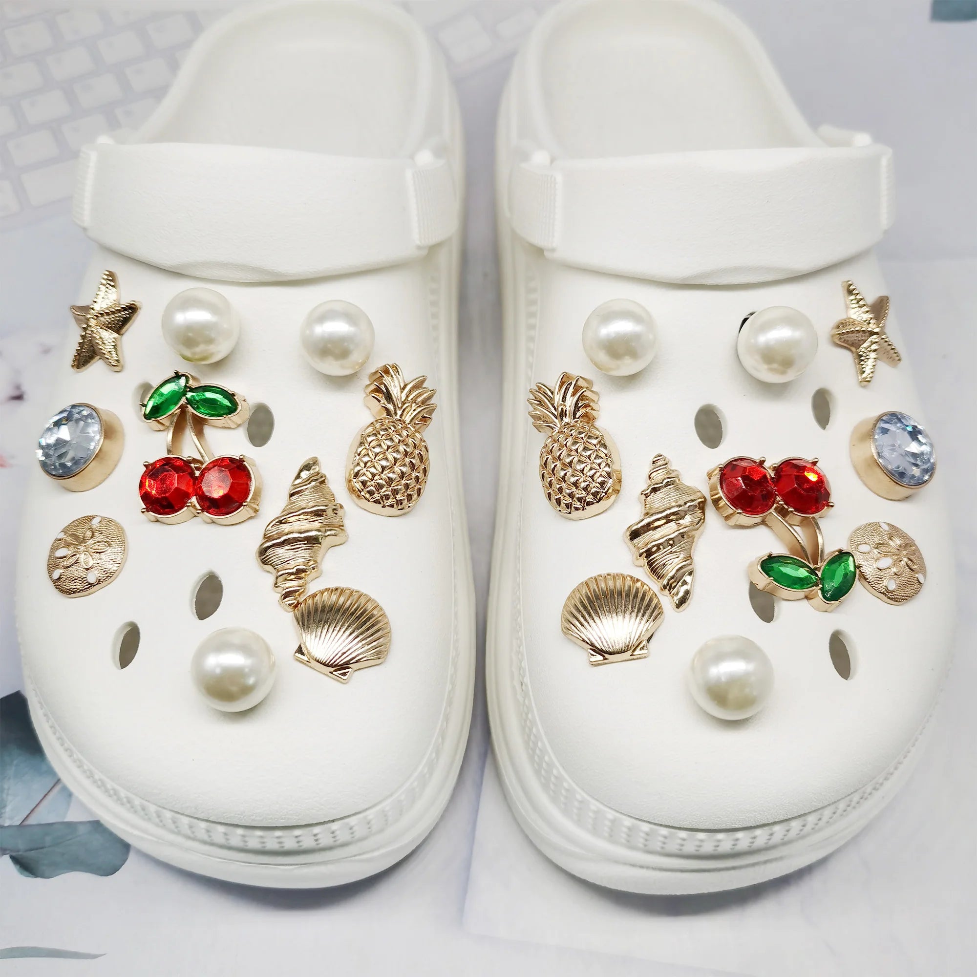 1pc Cherry Conch Metal Shoe Charms for Clogs Accessories DIY Sandals Garden Shoe Decor Buckles Beach Bag Pins Girls Women Gifts