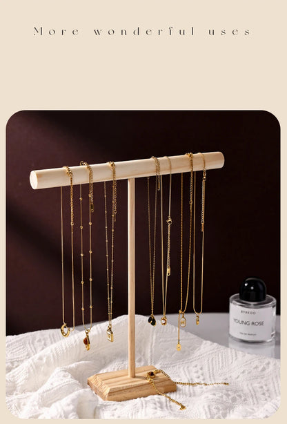 Solid Wood Jewelry Display Stand With Wooden Base - Smarsty