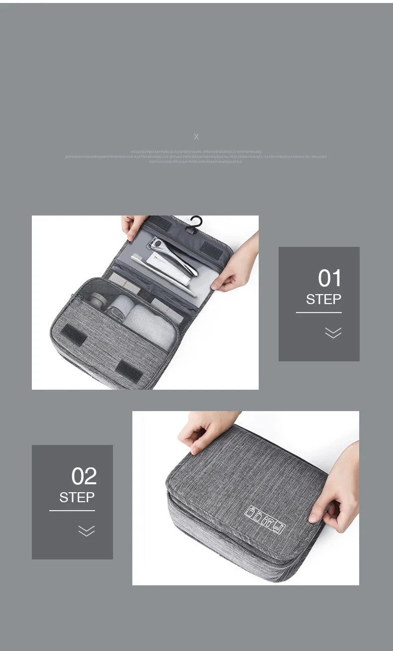 Oxford Fabric Men Business Portable Storage Bag Toiletries Organizer Women Cosmetic Bag Waterproof Hanging Travel Wash Pouch - Smarsty