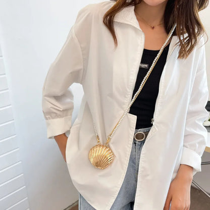 Pearl Mini Crossbody Bag Gold Shell Shoulder Purse Luxe - Smarsty
