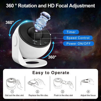 13 In 1 Galaxy Ultral Star Projector HD Image Area LED Night Light, 13 Film Discs,360° Rotate 1/2h Timer for Kids&Adults Bedroom - Smarsty