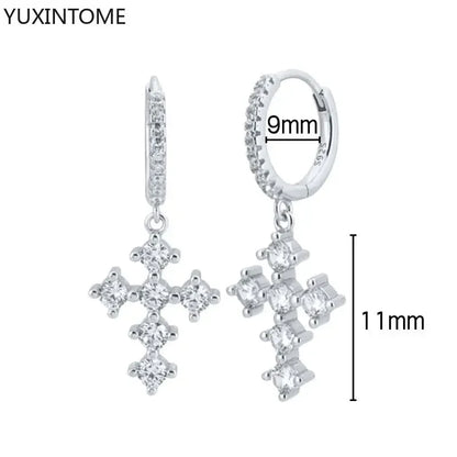 925 Sterling Silver Hoop Earrings White Crystal Luxury - Smarsty