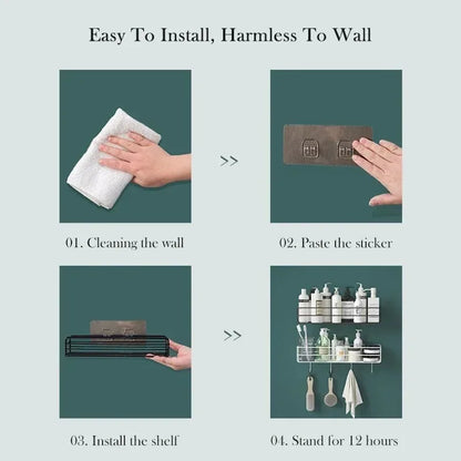 Corner Bathroom Shelf Wall Mounted No-Drill Organizer - Smarsty