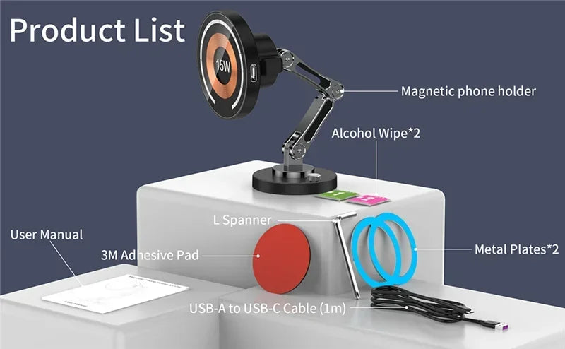 Magnetic Car Wireless Charger Mount With Fast 15W Charging - Smarsty