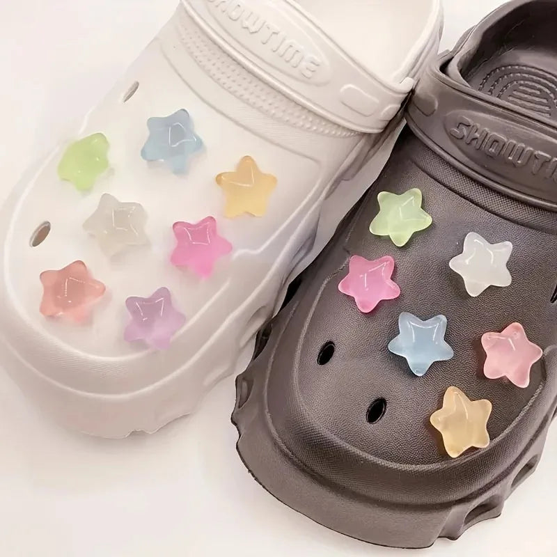 7/14pcs Glow-in-the-Dark Star Shoe Charms Easy Install Fun DIY hole shoes Buckles for Hole shoes