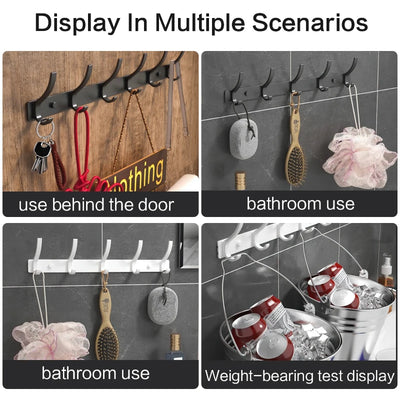 Black and White Folding Robe Hooks for Bathroom Storage - Smarsty
