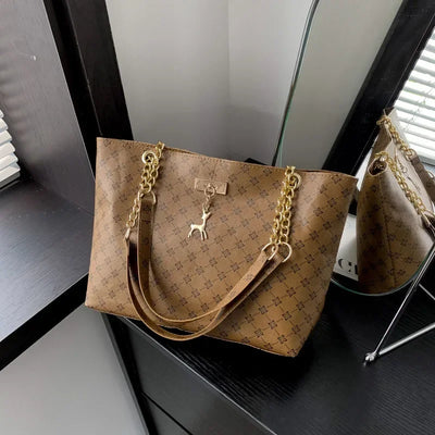 Fashionable Large Capacity PU Leather Tote Shoulder Bag - Smarsty